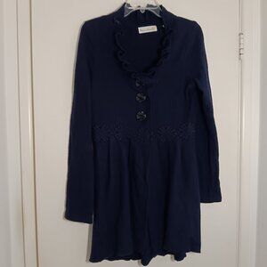 Charlie & Robin 100%wool long cardigan  coat small navy  ruffle color  boho